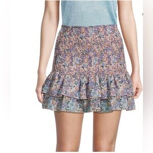Jacquie the Label NWT Floral Print Smocked Ruffle Mini Skirt size Small